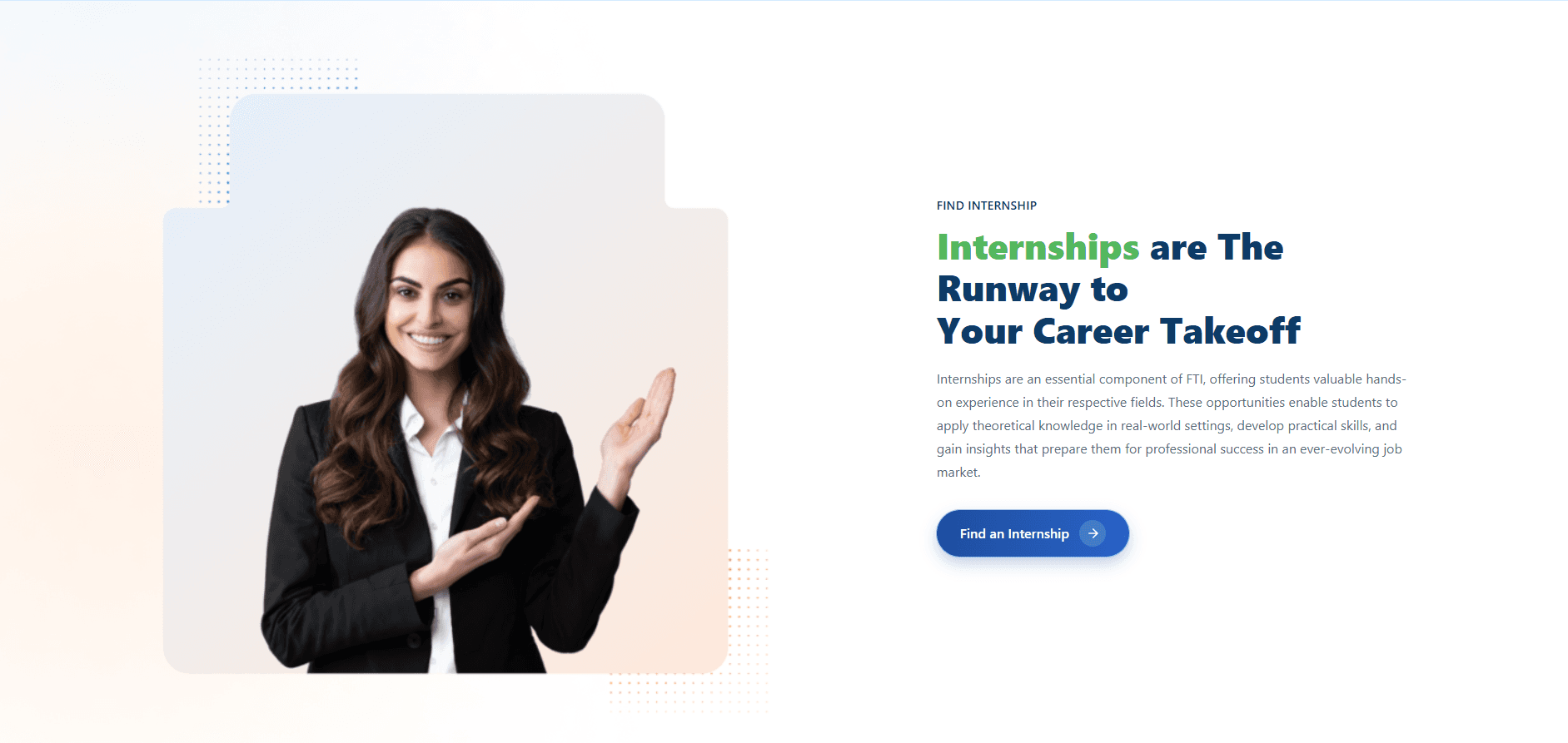StazhLink page inviting students to find an internship